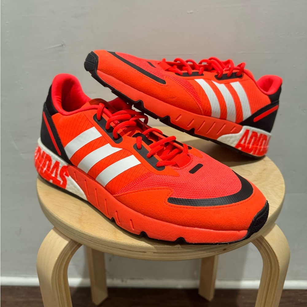 Adidas ZX 1K Boost Bold Logo Graphic - Solar Red Men’s Size 12